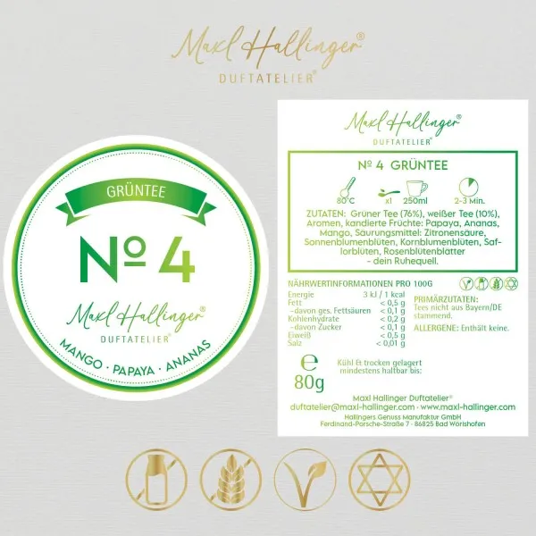No. 4 (mit weißem Tee, Papaya & Rose) - Grüner Tee, loser Tee im Beutel