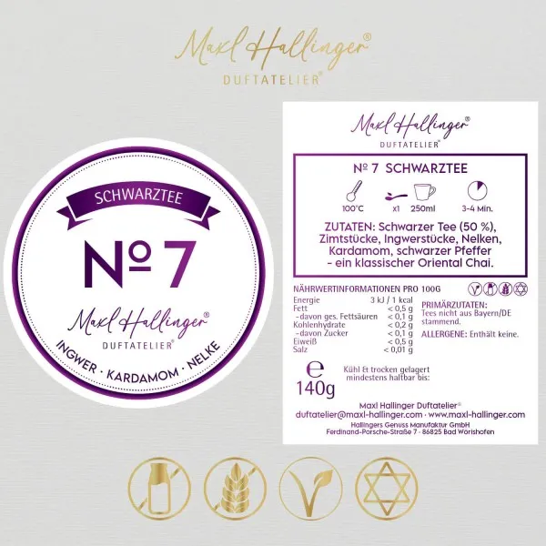 No. 7 (mit Cassia, Ingwer & Kardamom) - Schwarzer Tee, loser Tee im Beutel