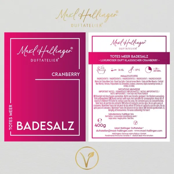 Cranberry - Badesalze, Badezusatz Totes Meer