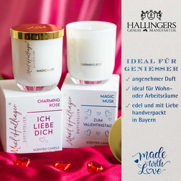Zum Valentinstag blue (Moschus) - Duftkerze, 40h Raumduft Sojawachs