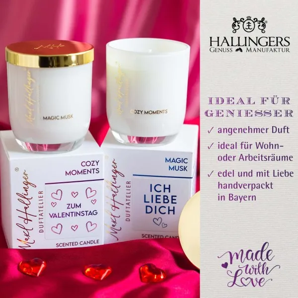Zum Valentinstag purple (Cozy Moments) - Duftkerze, 40h Raumduft Sojawachs