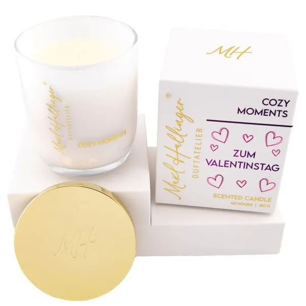 Zum Valentinstag purple (Cozy Moments) - Duftkerze, 40h Raumduft Sojawachs