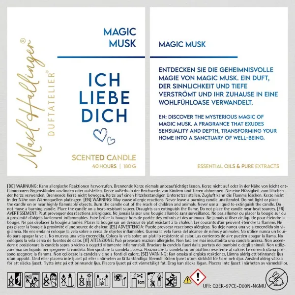 Ich liebe Dich blue (Moschus) - Duftkerze, 40h Raumduft Sojawachs