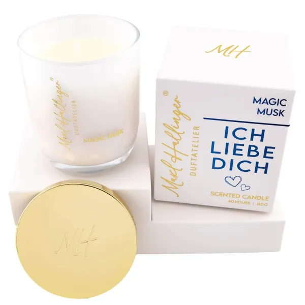 Ich liebe Dich blue (Moschus) - Duftkerze, 40h Raumduft Sojawachs
