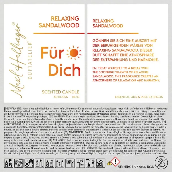 Für Dich (Sandelholz) - Duftkerze, 40h Raumduft Sojawachs