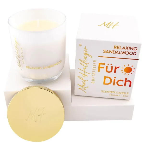 Für Dich (Sandelholz) - Duftkerze, 40h Raumduft Sojawachs