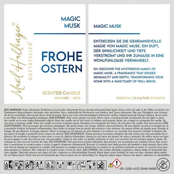 Frohe Ostern Klassik (Moschus) - Duftkerze, 40h Raumduft Sojawachs