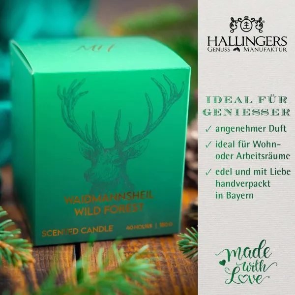 Waidmannsheil (Wild Forest) - Duftkerze, 40h Raumduft Sojawachs