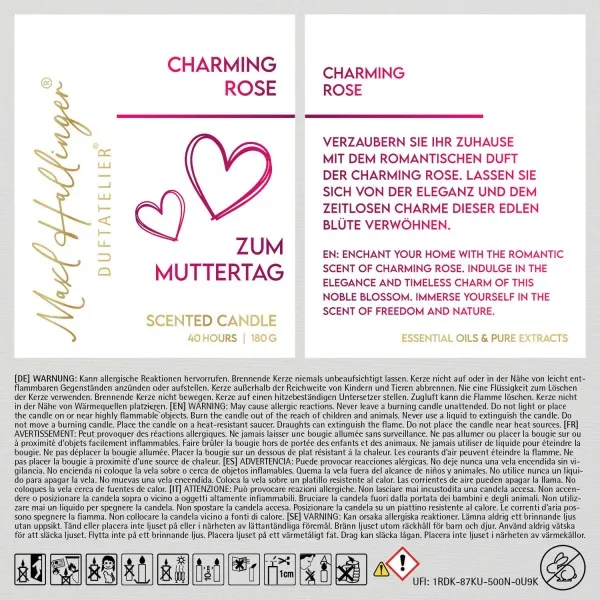Zum Muttertag (Rosenduft) - Duftkerze, 40h Raumduft Sojawachs