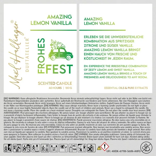 Frohes Fest Driving home for Christmas (Lemon-Vanille) - Duftkerze, 40h Raumduft Sojawachs