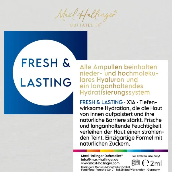 Fresh & Lasting (Hyaluron) - Serum, 1x vegane Gesichtspflege