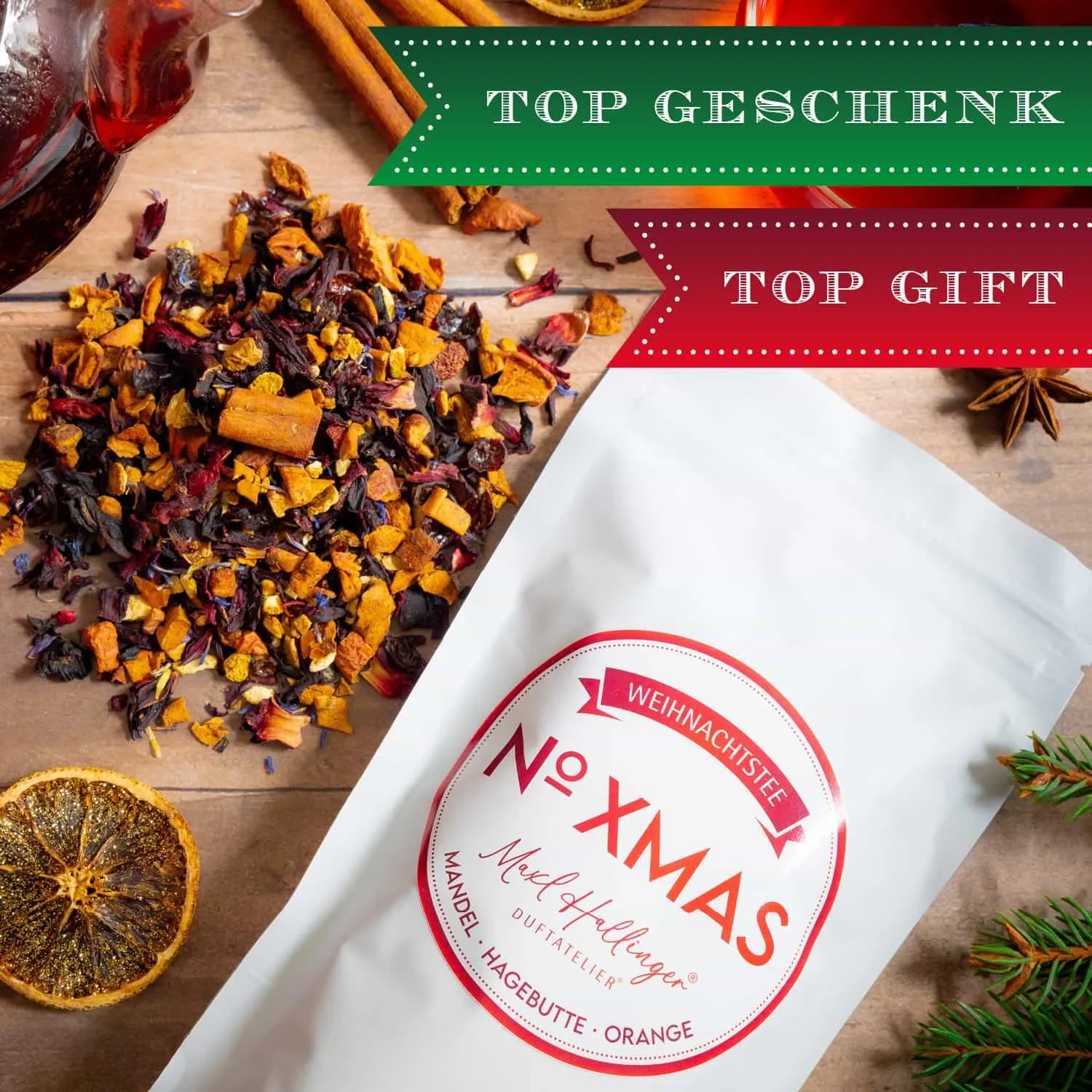 VOLLES AROMA, VOLLER GENUSS - Edition \No. XMAS\: Während andere auf künstliche Beliebigkeit und industrielle Massenfertigung setzen, überzeugt echter Früchtetee durch Intensität, Natürlichkeit und unverwechselbaren Geschmack