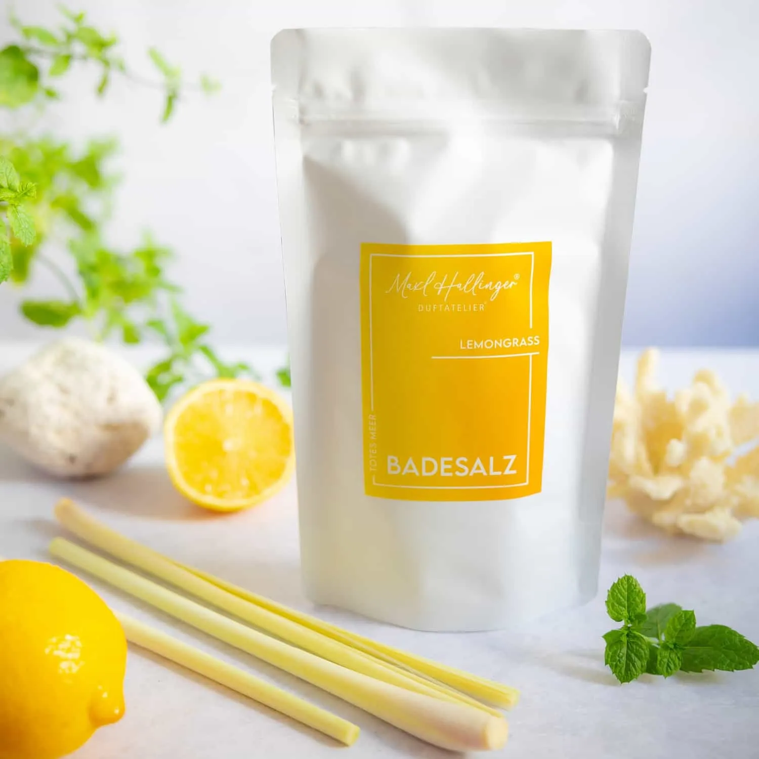BADESALZE & BADEKRISTALLE - Badezusatz mit Totes Meer Badesalz aus der Edition Maxl Hallinger für entspannende Wohlfühlmomente, Badekristalle & wohltuende Fußbäder. Die besondere Geschenkidee für Wellness, Entspannung & Me-Time