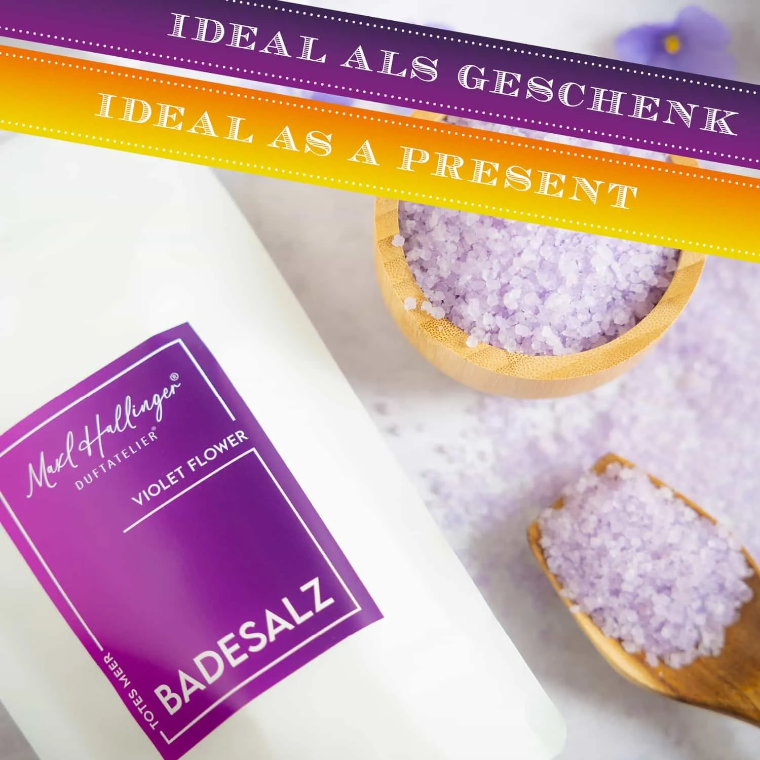 BESONDERS STATT GEWÖHNLICH - Edition \Violet Flower\: Während andere auf billige Standardrezepturen und Massenfertigung setzen, verwandelt echtes Premium-Badesalz jedes Bad in eine Auszeit voller Genuss, Ruhe und Entspannung