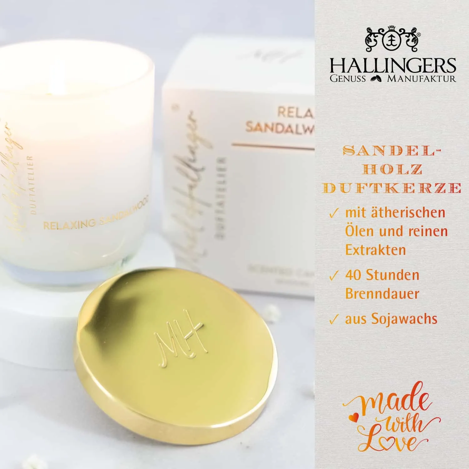 DUFTKERZE IN DER GESCHENKBOX - 40h Raumduft Sojawachs-Kerze im Glas aus der Maxl Hallinger Edition für entspannende Wohlfühlmomente & stilvolle Atmosphäre. Die besondere Geschenkidee für Wellness, Entspannung & Me-Time