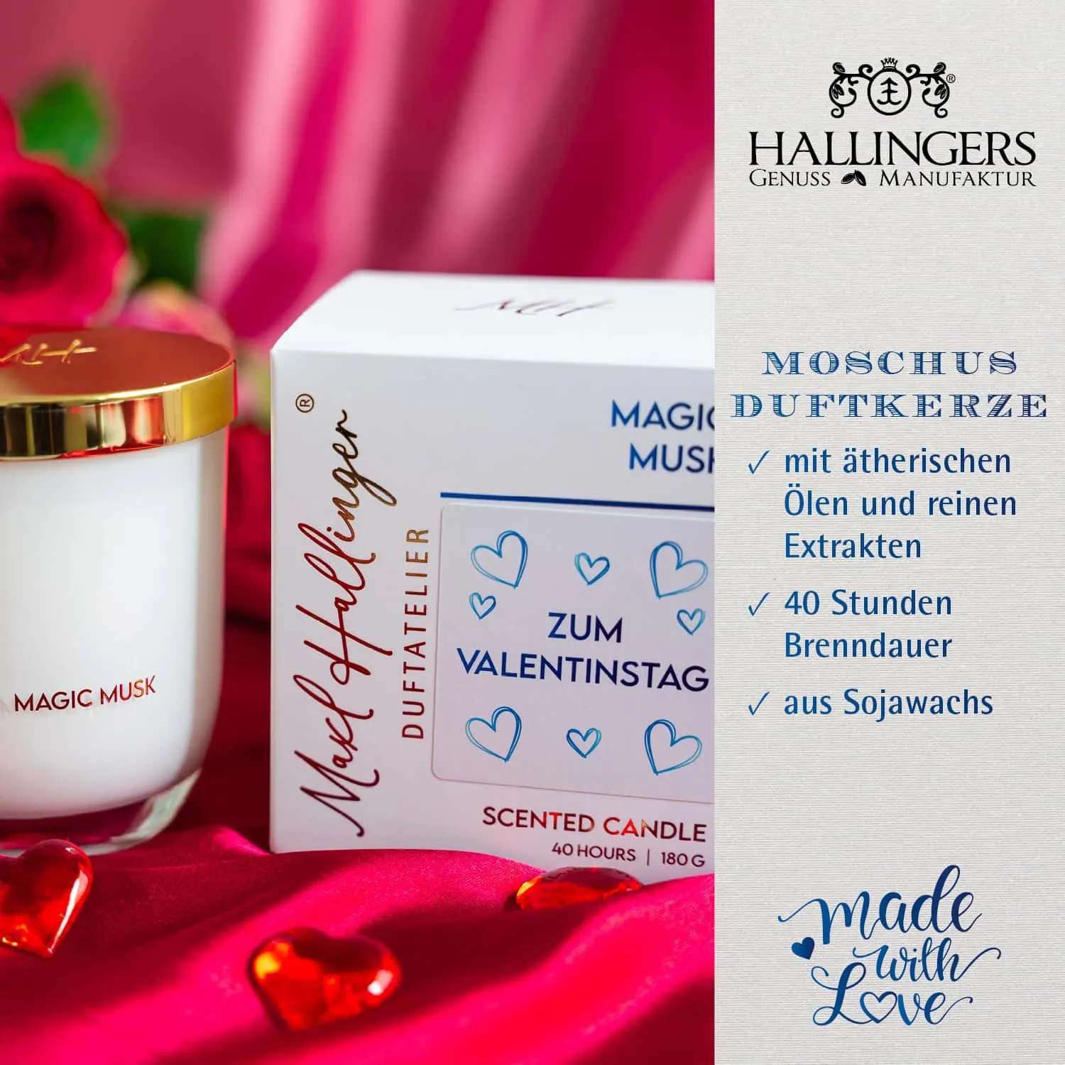 DUFTKERZE IN DER GESCHENKBOX - 40h Raumduft Sojawachs-Kerze im Glas aus der Maxl Hallinger Edition für entspannende Wohlfühlmomente & stilvolle Atmosphäre. Die besondere Geschenkidee für Wellness, Entspannung & Me-Time