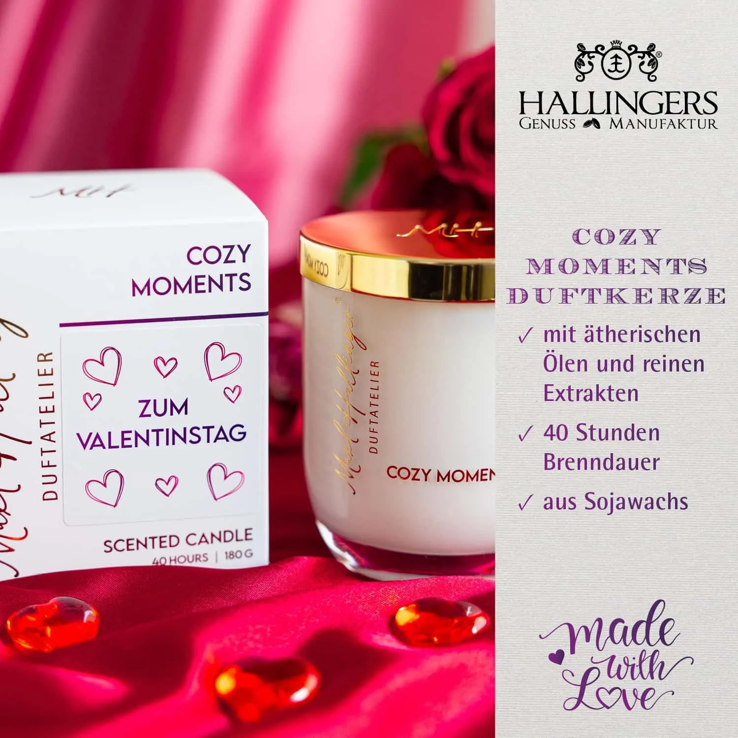 DUFTKERZE IN DER GESCHENKBOX - 40h Raumduft Sojawachs-Kerze im Glas aus der Maxl Hallinger Edition für entspannende Wohlfühlmomente & stilvolle Atmosphäre. Die besondere Geschenkidee für Wellness, Entspannung & Me-Time