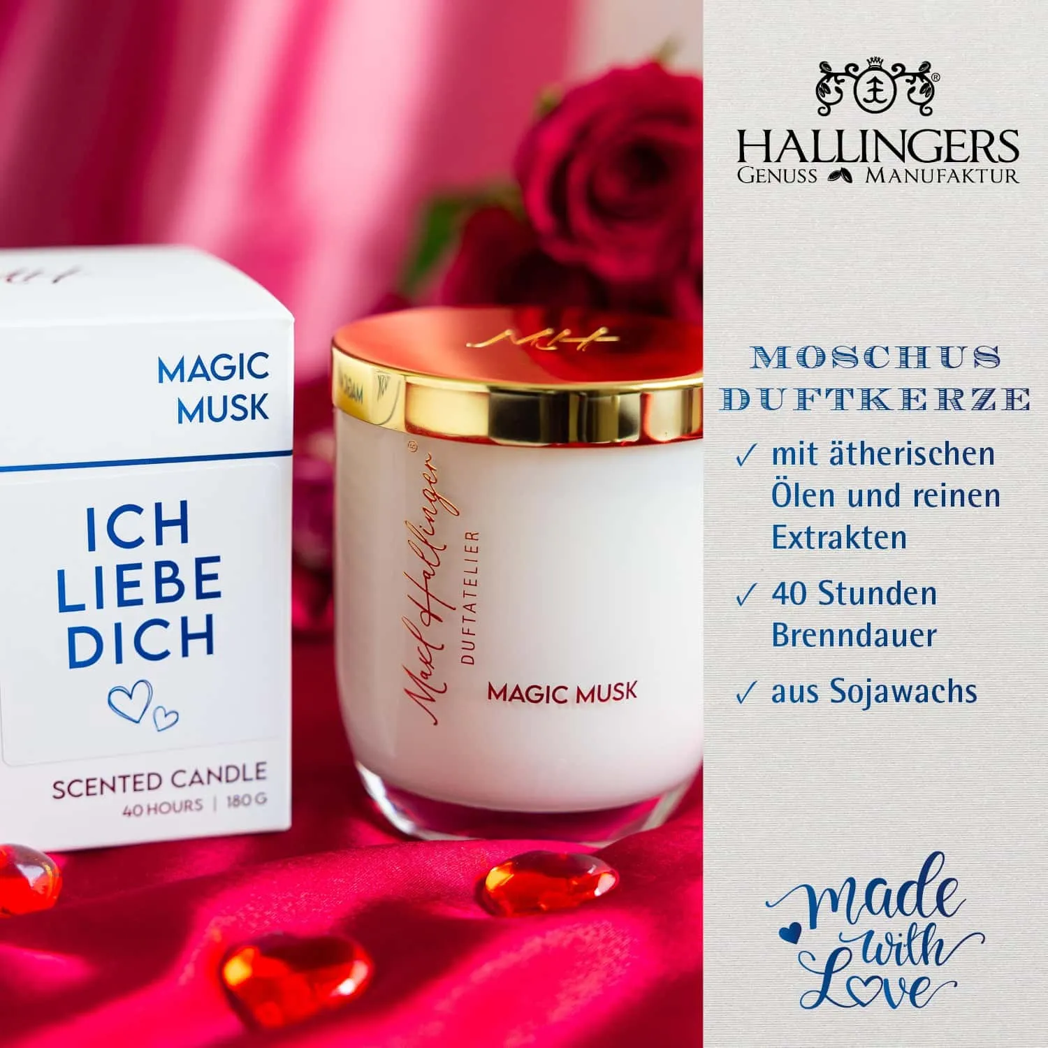 DUFTKERZE IN DER GESCHENKBOX - 40h Raumduft Sojawachs-Kerze im Glas aus der Maxl Hallinger Edition für entspannende Wohlfühlmomente & stilvolle Atmosphäre. Die besondere Geschenkidee für Wellness, Entspannung & Me-Time