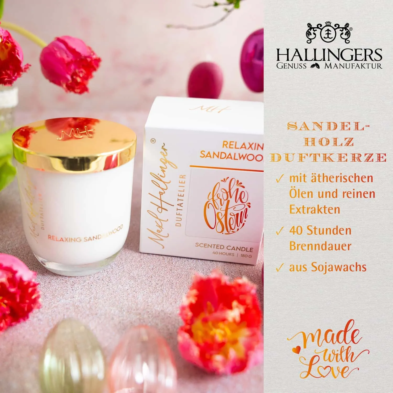 DUFTKERZE IN DER GESCHENKBOX - 40h Raumduft Sojawachs-Kerze im Glas aus der Maxl Hallinger Edition für entspannende Wohlfühlmomente & stilvolle Atmosphäre. Die besondere Geschenkidee für Wellness, Entspannung & Me-Time