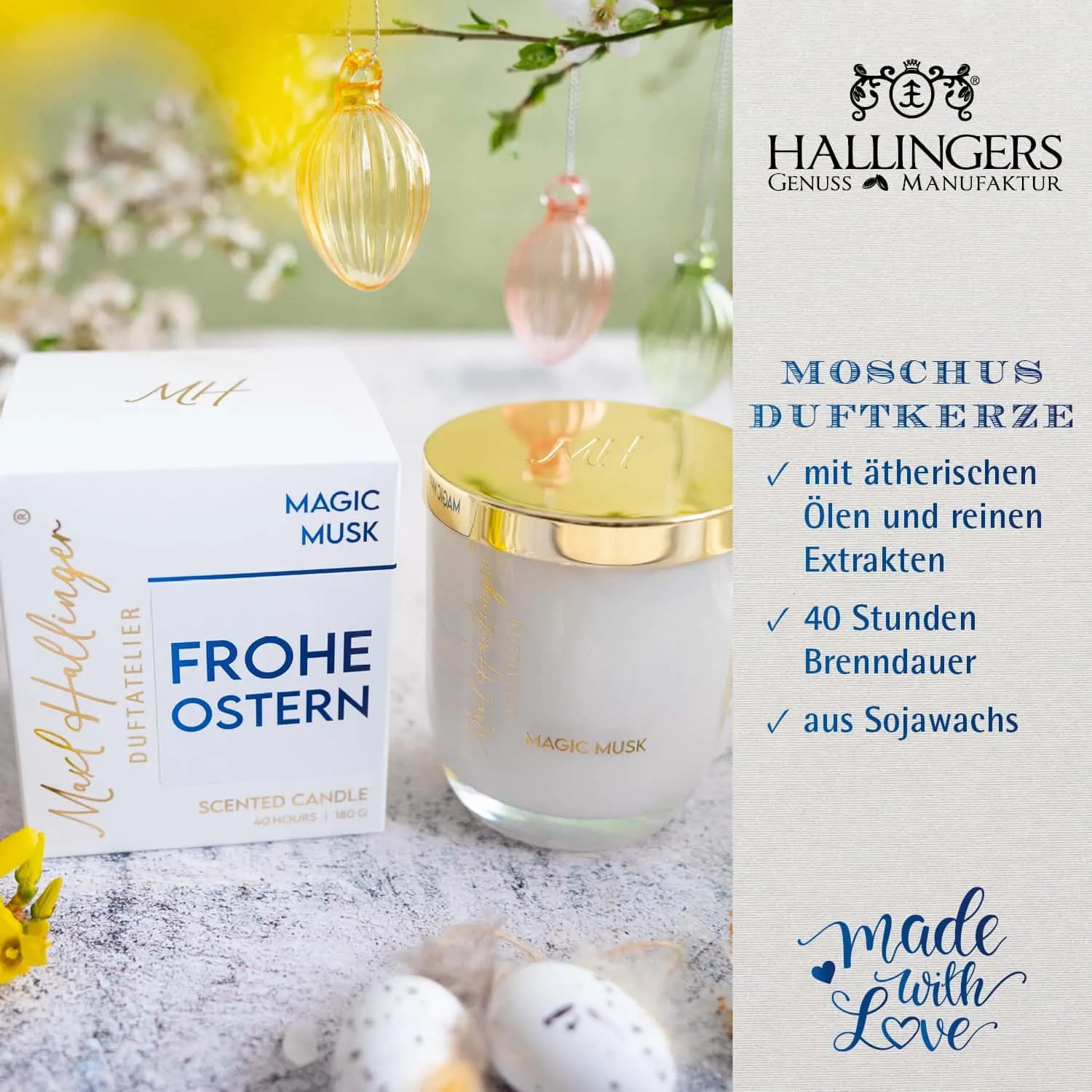 DUFTKERZE IN DER GESCHENKBOX - 40h Raumduft Sojawachs-Kerze im Glas aus der Maxl Hallinger Edition für entspannende Wohlfühlmomente & stilvolle Atmosphäre. Die besondere Geschenkidee für Wellness, Entspannung & Me-Time
