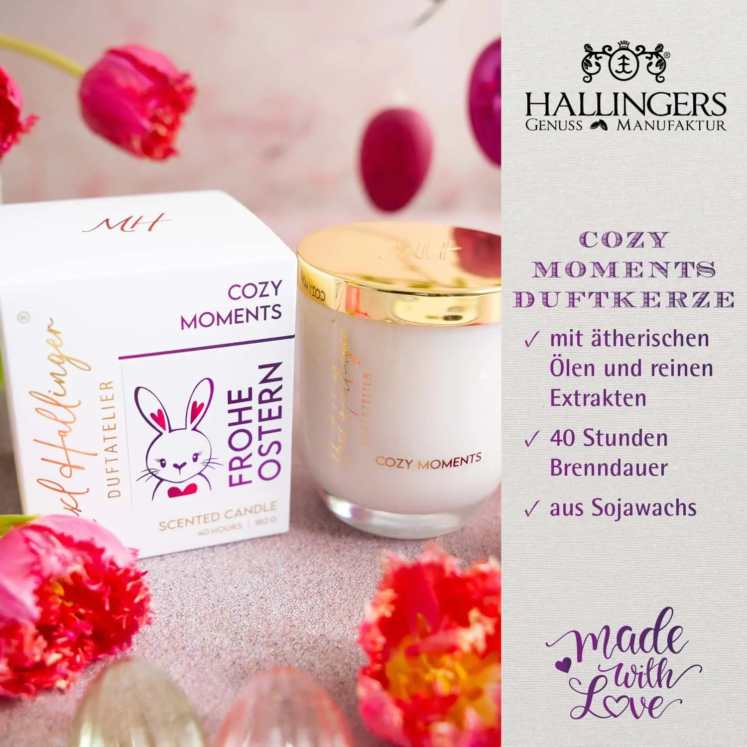 DUFTKERZE IN DER GESCHENKBOX - 40h Raumduft Sojawachs-Kerze im Glas aus der Maxl Hallinger Edition für entspannende Wohlfühlmomente & stilvolle Atmosphäre. Die besondere Geschenkidee für Wellness, Entspannung & Me-Time