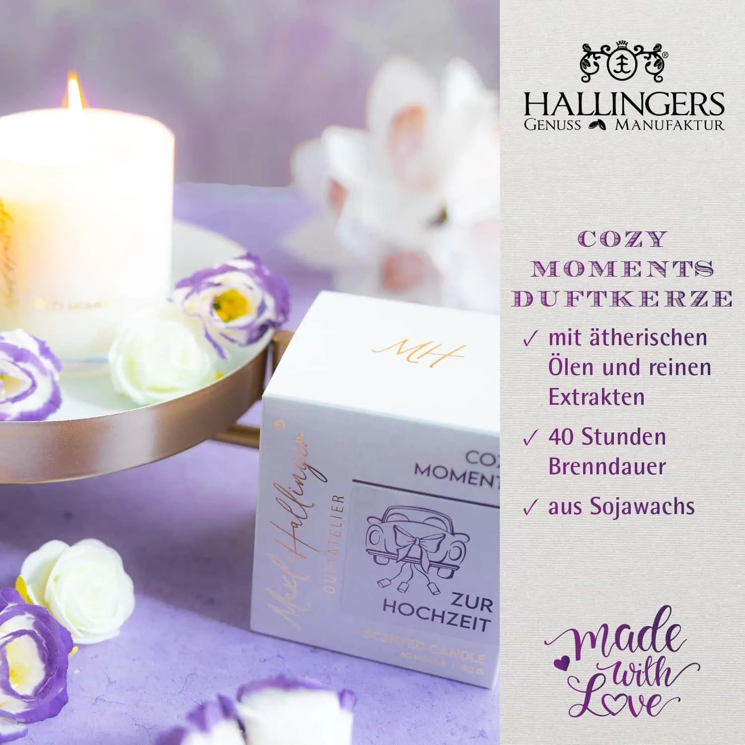 DUFTKERZE IN DER GESCHENKBOX - 40h Raumduft Sojawachs-Kerze im Glas aus der Maxl Hallinger Edition für entspannende Wohlfühlmomente & stilvolle Atmosphäre. Die besondere Geschenkidee für Wellness, Entspannung & Me-Time