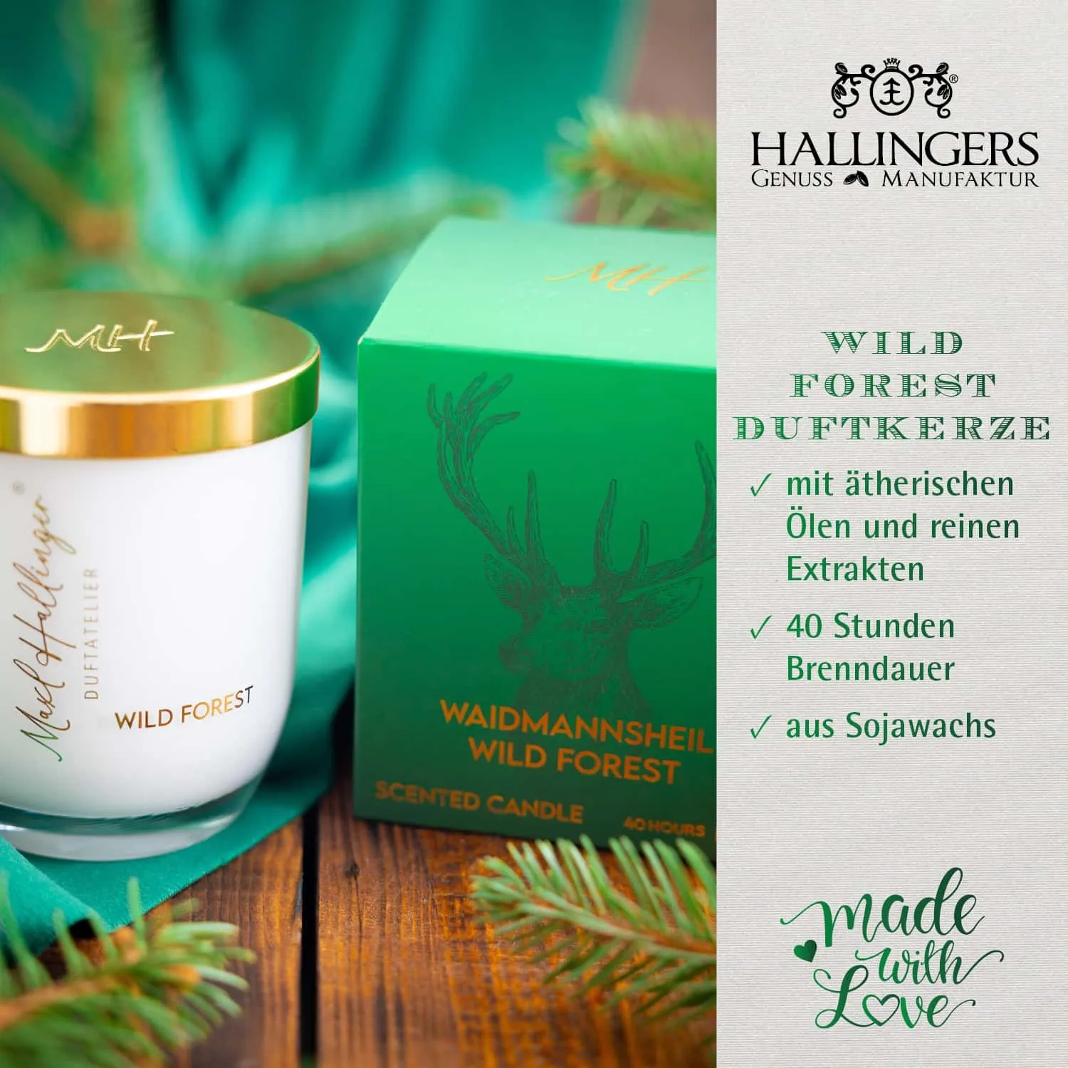 DUFTKERZE IN DER GESCHENKBOX - 40h Raumduft Sojawachs-Kerze im Glas aus der Maxl Hallinger Edition für entspannende Wohlfühlmomente & stilvolle Atmosphäre. Die besondere Geschenkidee für Wellness, Entspannung & Me-Time
