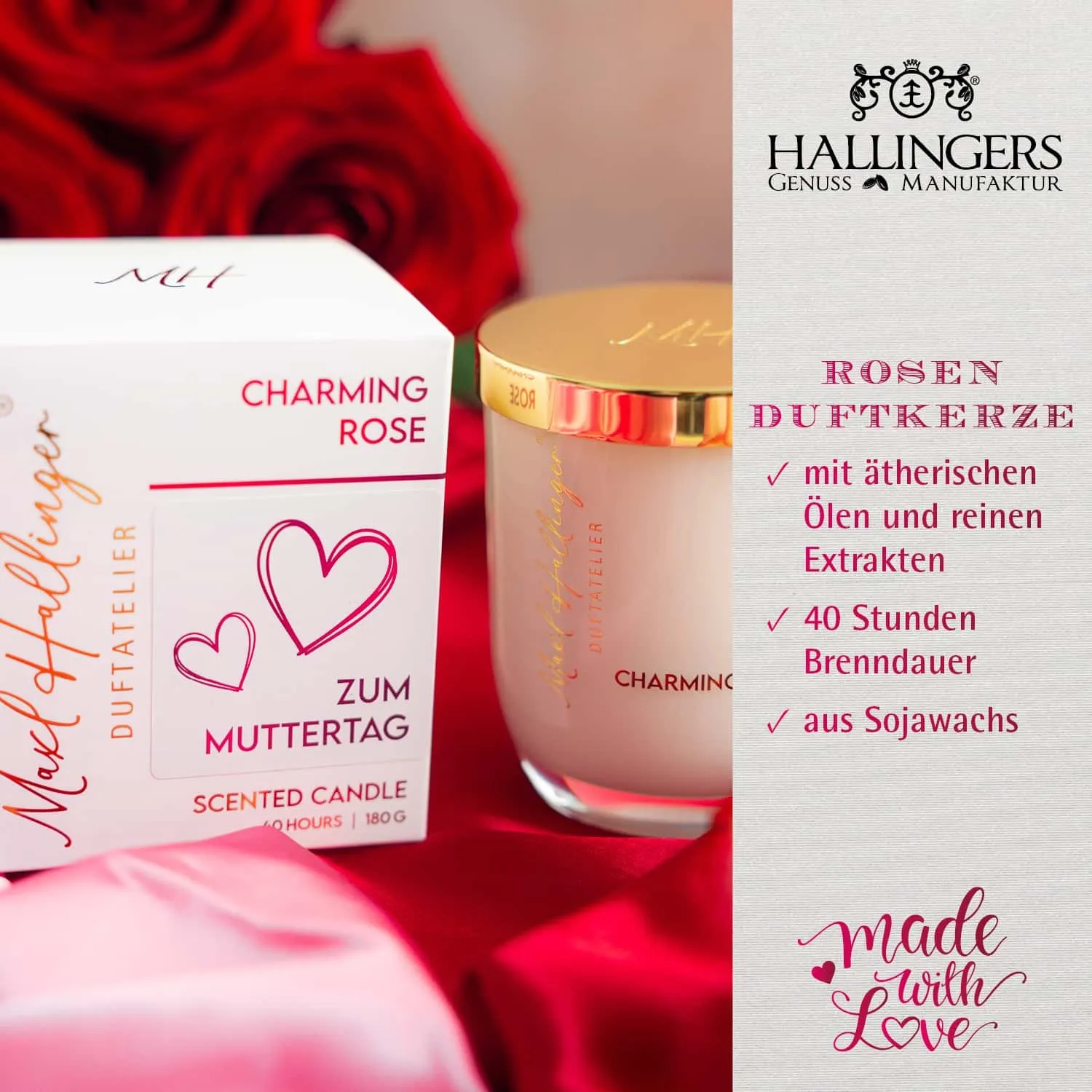 DUFTKERZE IN DER GESCHENKBOX - 40h Raumduft Sojawachs-Kerze im Glas aus der Maxl Hallinger Edition für entspannende Wohlfühlmomente & stilvolle Atmosphäre. Die besondere Geschenkidee für Wellness, Entspannung & Me-Time