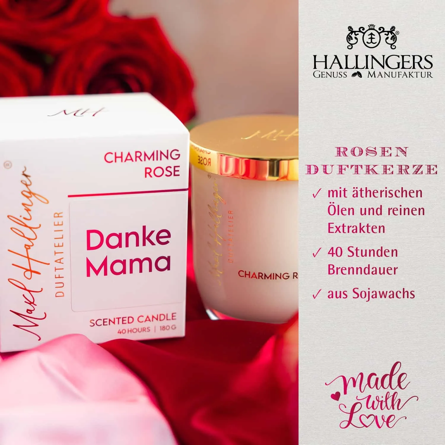 DUFTKERZE IN DER GESCHENKBOX - 40h Raumduft Sojawachs-Kerze im Glas aus der Maxl Hallinger Edition für entspannende Wohlfühlmomente & stilvolle Atmosphäre. Die besondere Geschenkidee für Wellness, Entspannung & Me-Time