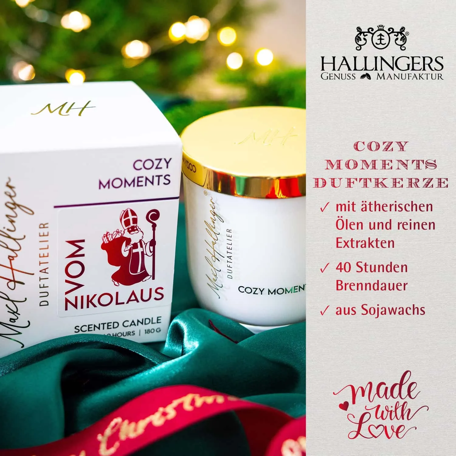 DUFTKERZE IN DER GESCHENKBOX - 40h Raumduft Sojawachs-Kerze im Glas aus der Maxl Hallinger Edition für entspannende Wohlfühlmomente & stilvolle Atmosphäre. Die besondere Geschenkidee für Wellness, Entspannung & Me-Time
