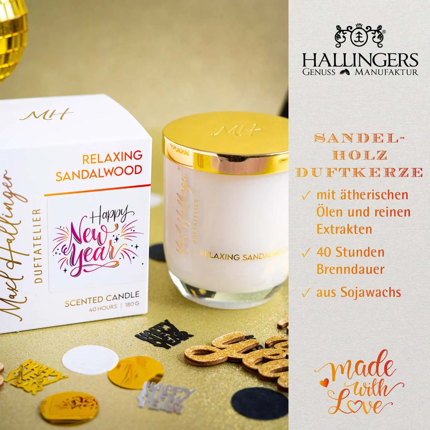 DUFTKERZE IN DER GESCHENKBOX - 40h Raumduft Sojawachs-Kerze im Glas aus der Maxl Hallinger Edition für entspannende Wohlfühlmomente & stilvolle Atmosphäre. Die besondere Geschenkidee für Wellness, Entspannung & Me-Time