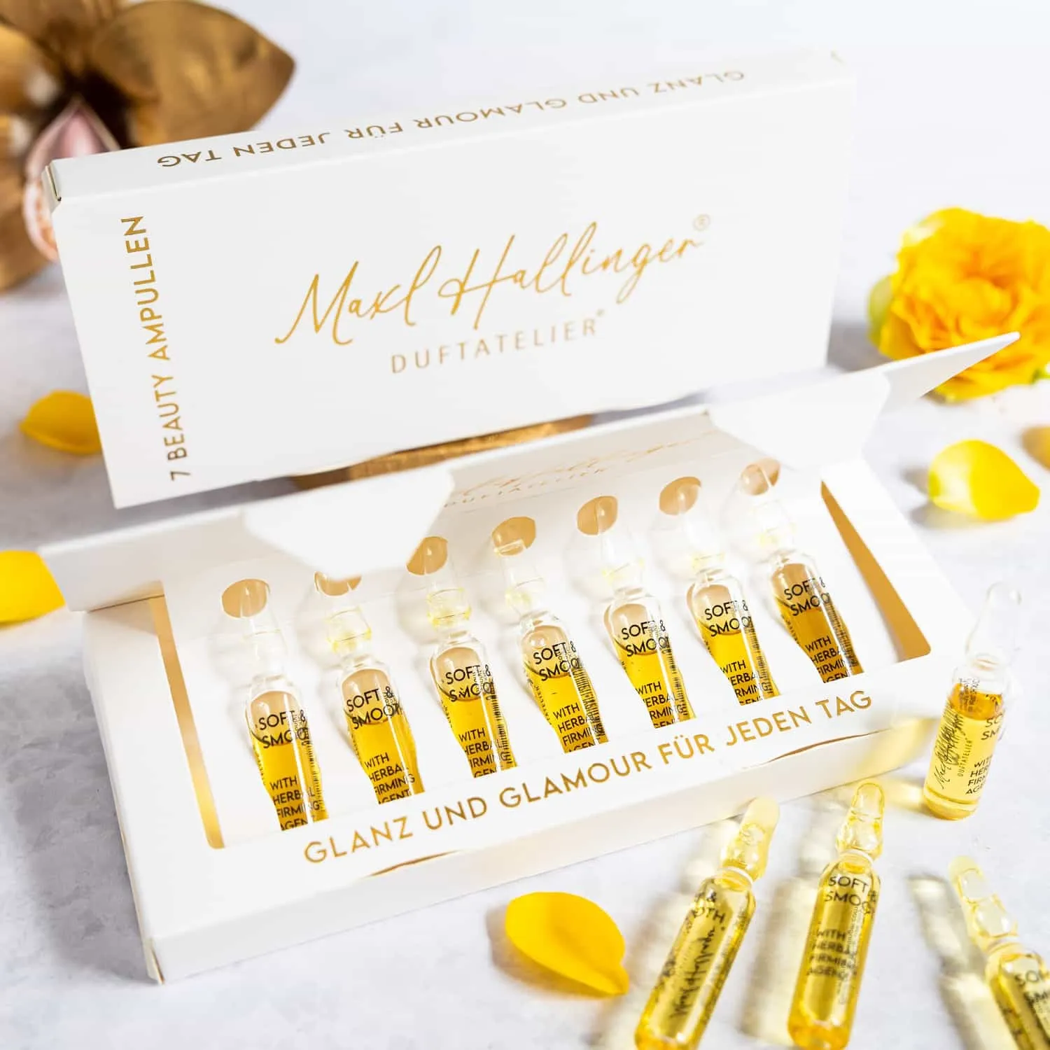 SERUM SET FÜR GESICHTSPFLEGE - 7x vegane Maxl Hallinger Serum-Ampullen für Feuchtigkeit, Regeneration & Anti-Aging. Hochwertige Pflege für strahlende Haut, entspannte Wohlfühlmomente & bewusste Beauty-Routinen im Alltag