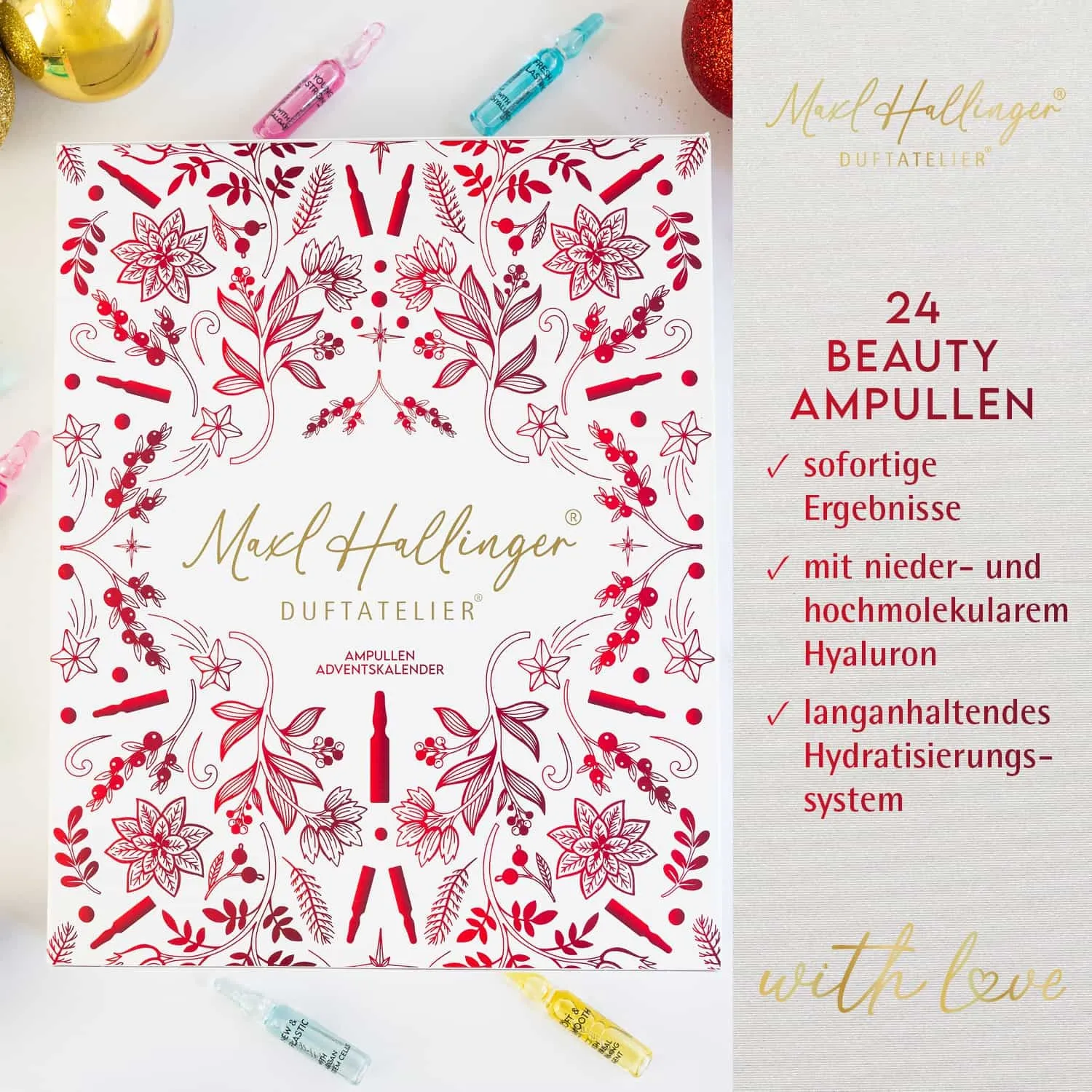 SERUM ADVENTSKALENDER - 24x vegane Gesichtspflege Ampullen mit Aufbrechhilfe für Feuchtigkeit, Regeneration & Anti-Aging, stilvoll verpackt als hochwertiger Adventskalender. 24 besondere Beauty- & Wohlfühlmomente in der Adventszeit