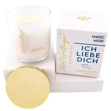 Ich liebe Dich blue (Moschus) - Duftkerze, 40h Raumduft Sojawachs