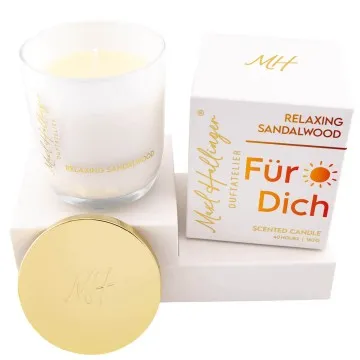Für Dich (Sandelholz) - Duftkerze, 40h Raumduft Sojawachs
