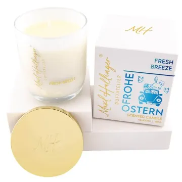 Frohe Ostern Hase liefert Eier (Fresh Breeze) - Duftkerze, 40h Raumduft Sojawachs