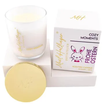 Frohe Ostern süßes Häschen (Cozy Moments) - Duftkerze, 40h Raumduft Sojawachs