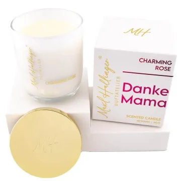 Danke Mama (Rosenduft) - Duftkerze, 40h Raumduft Sojawachs